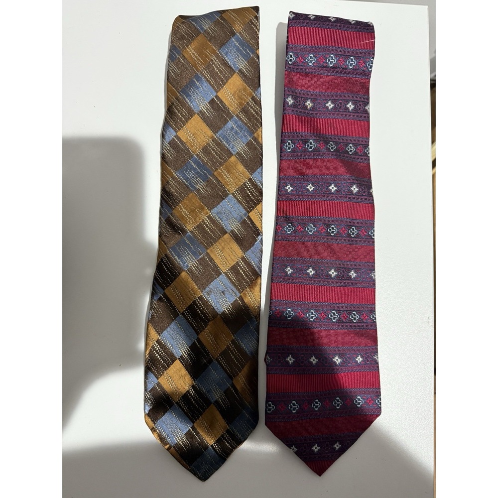 2 Yves Saint Laurent And Christian Dior Men's Neckties Silk Italian Rare!! YSL Y